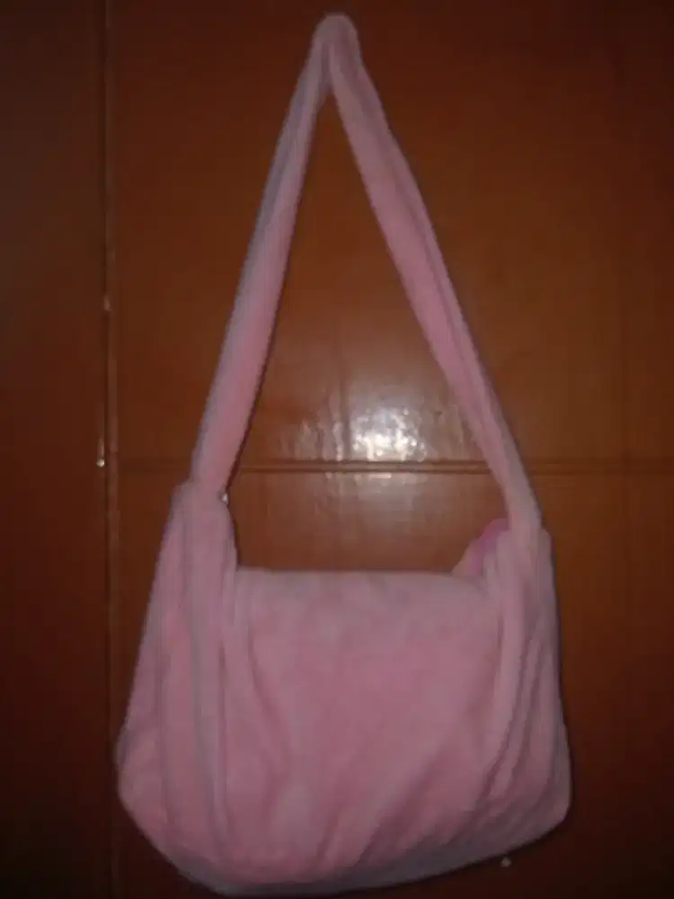 Di ju tas bahan bulu halus pink