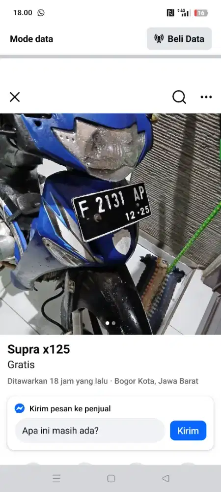 Supra x125 mulus pemakaian