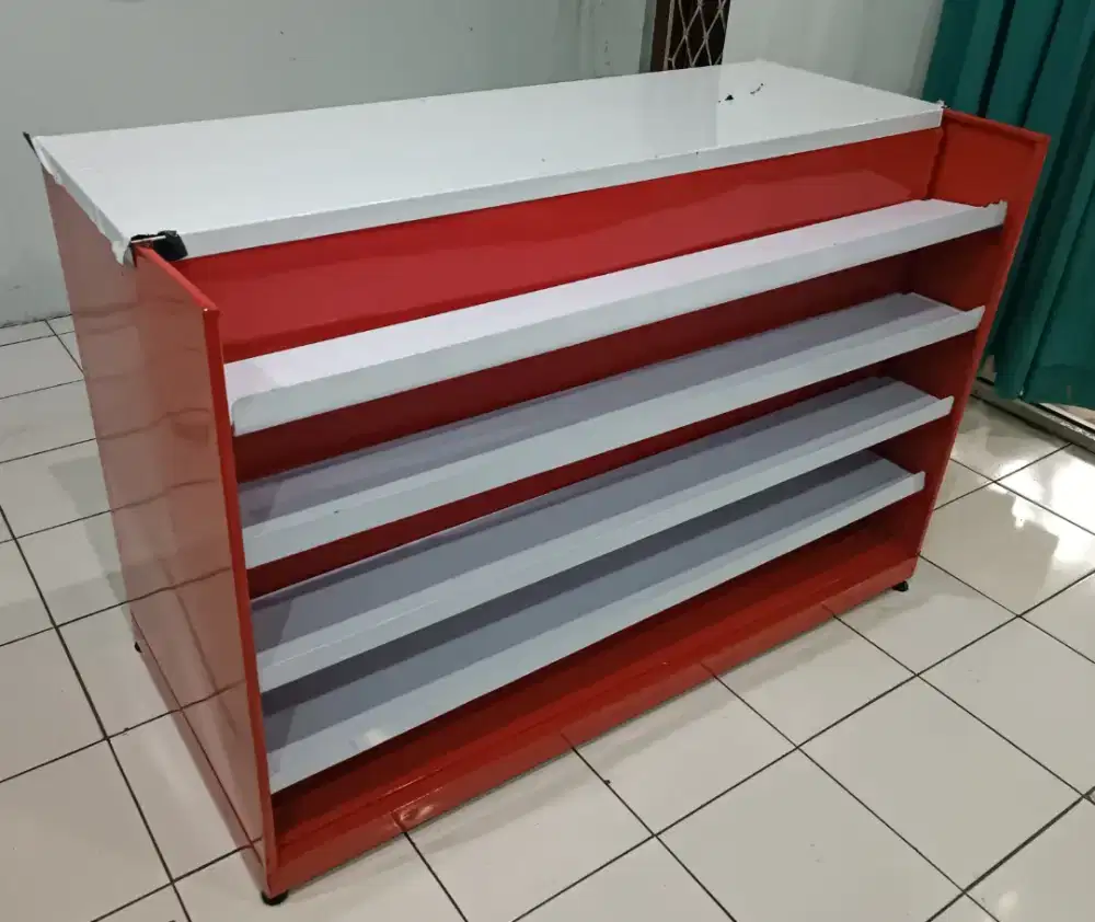 Meja Kasir Minimarket Stainless Panjang 140 cm