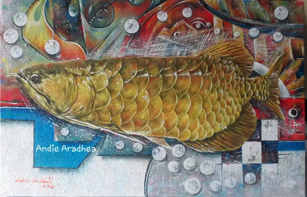 Lukisan Ikan Golden Arowana