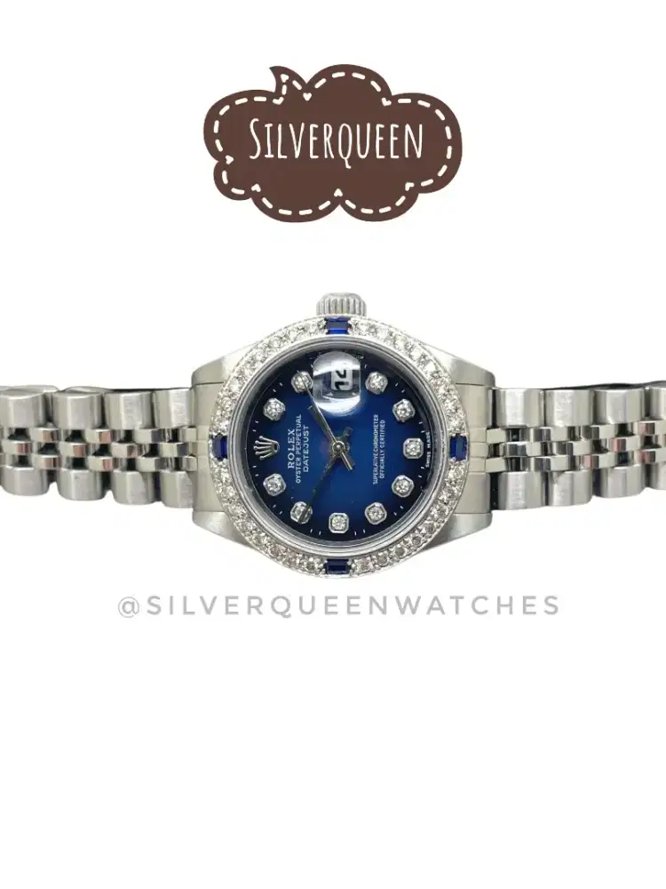 Rolex ladies blue Tutone Diamonds