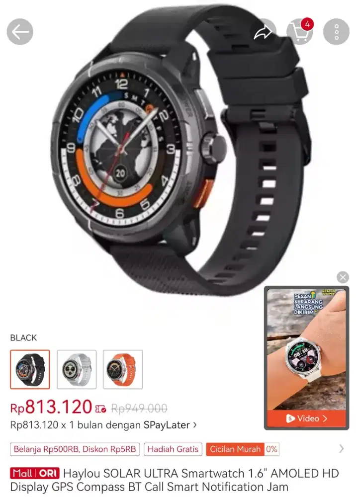 Smartwatch HayLou SOLAR ULTRA bisa untuk renang dan GPS lari akurat