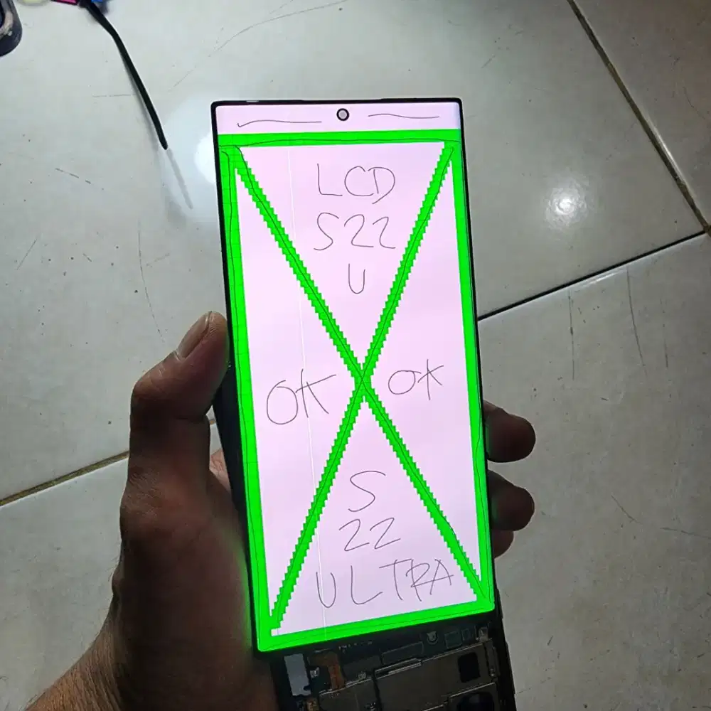 LCD SAMSUNG GALAXY S22 ULTRA ORIGINAL MINUS GARIS 1 FUNGSI NORMAL