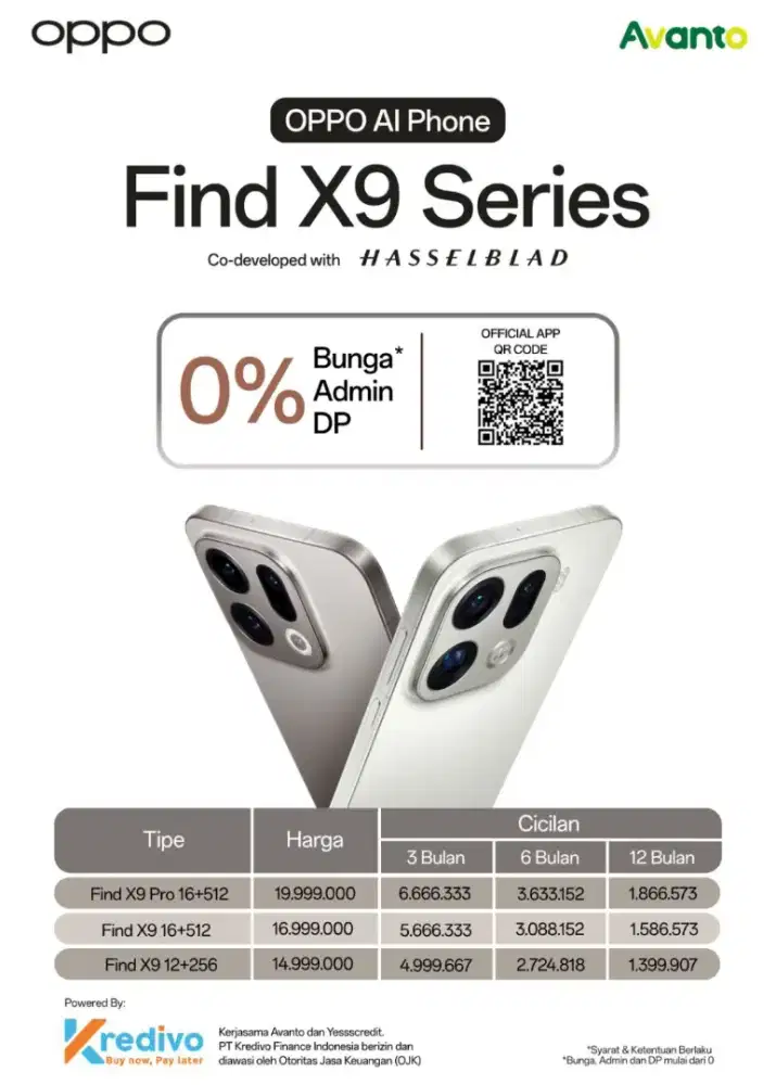 OPPO FIND X9 new garansi resmi 12/256gb kredit tanpa dp 0%