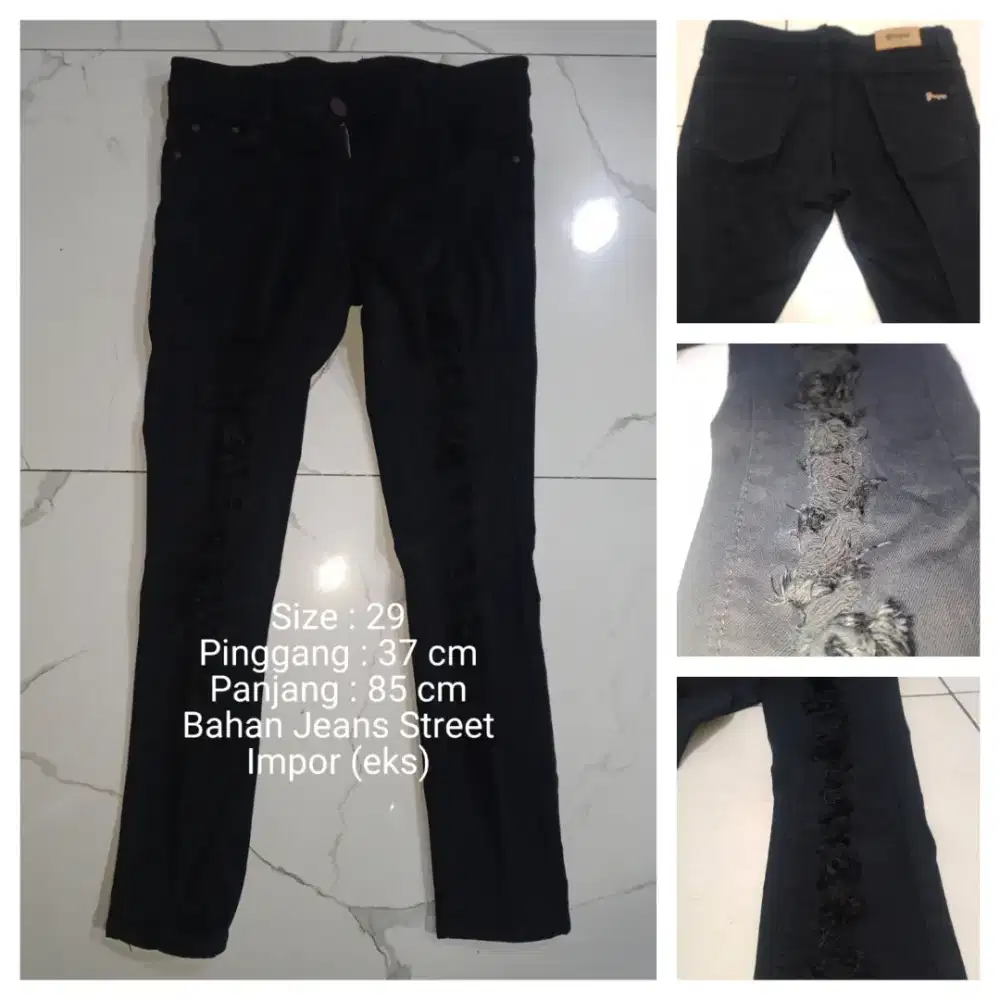 CELANA PANJANG JEANS DENIM HITAM SIZE 29 (EKS)