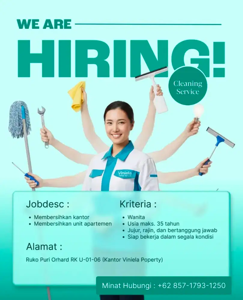Butuh segera! Cleaning Service Wanita - Apartemen / Kantor