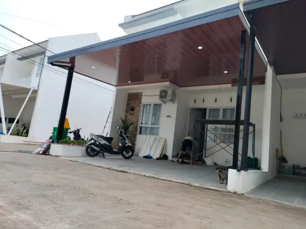 Kanopi alderon singel pelapon rangka terpasang