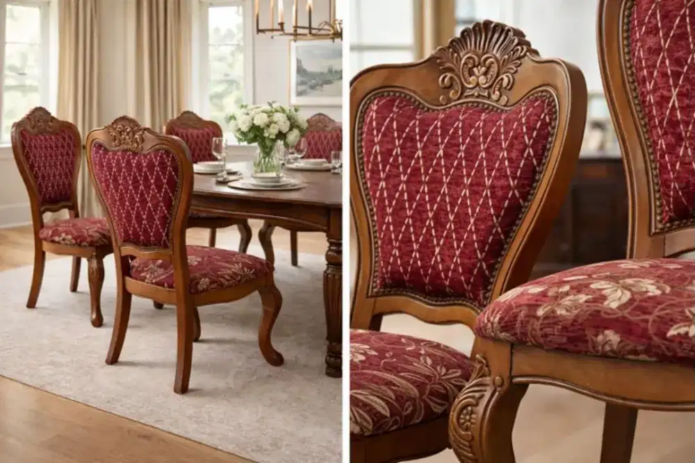 Kursi makan klasik solid kayu melamik