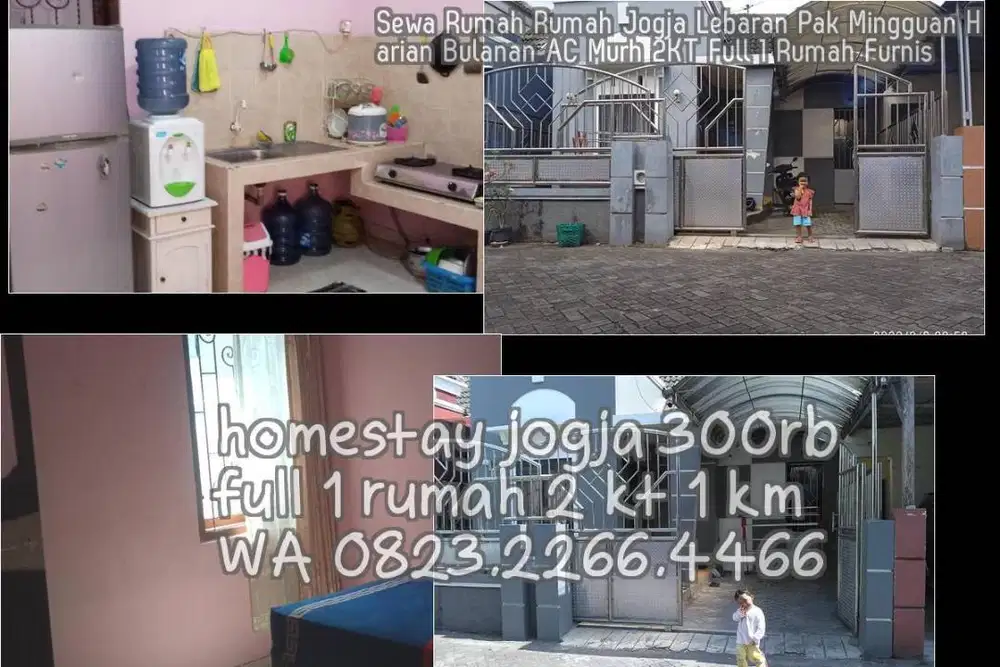 Sewa Rumah Rumah Jogja Lebaran Pak Mingguan Harian Bulanan AC Murh 2KT