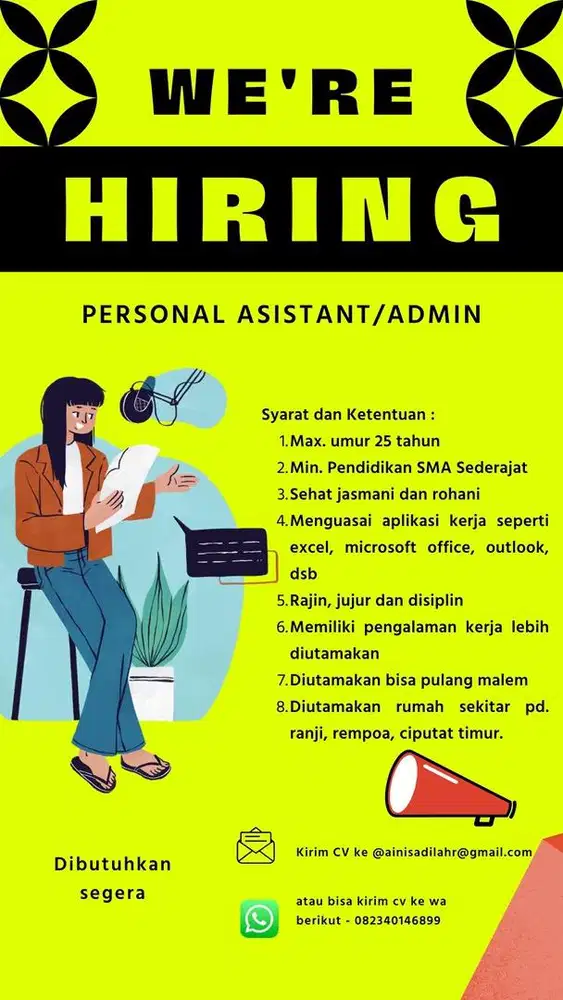 Dibutuhkan Personal Asistant/Admin segera