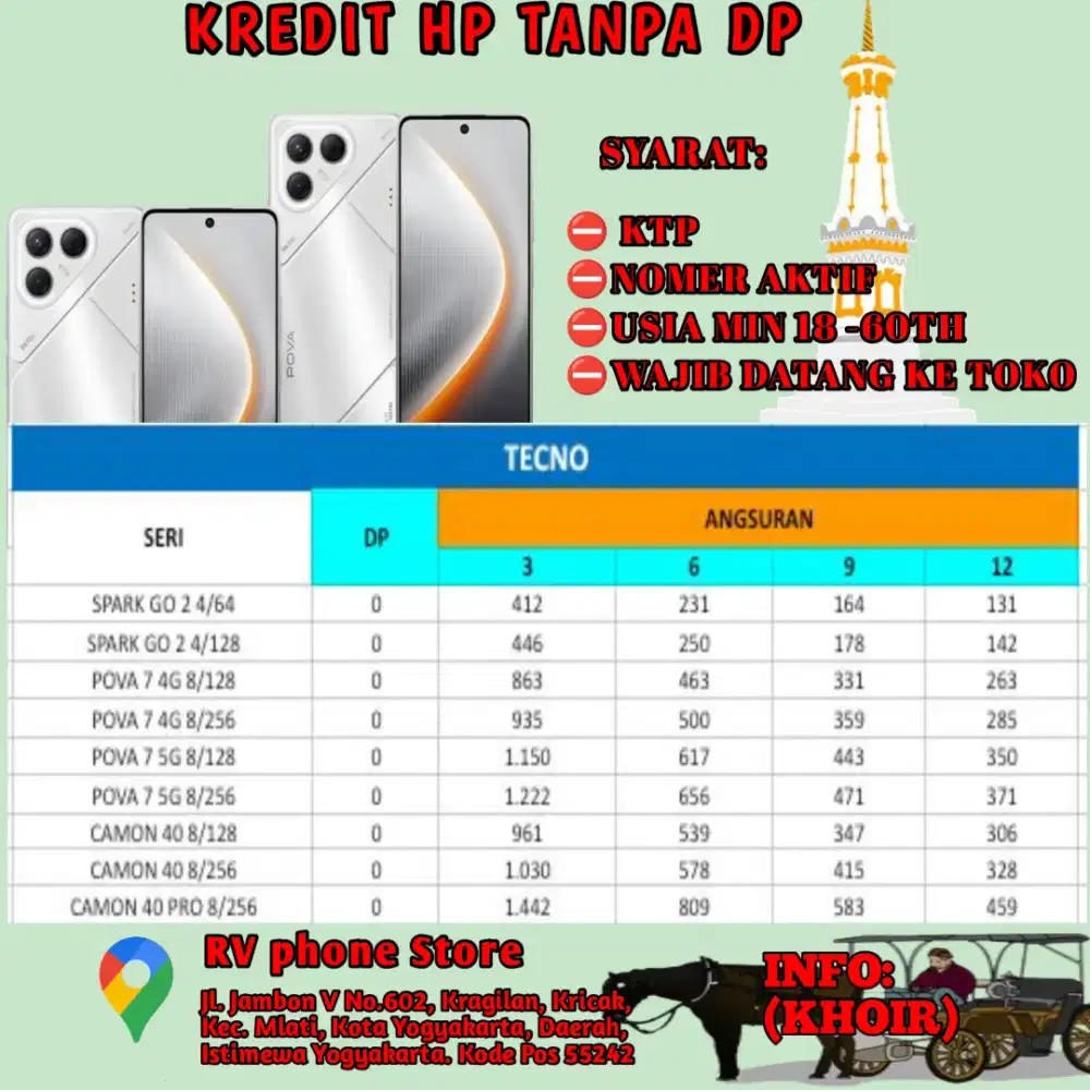 Kredit hp techno tanpa DP