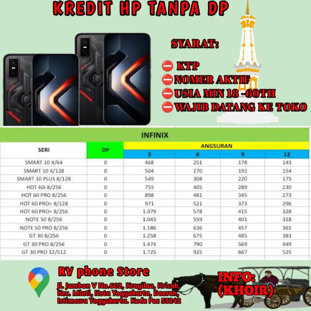 Kredit hp Infinix tanpa DP