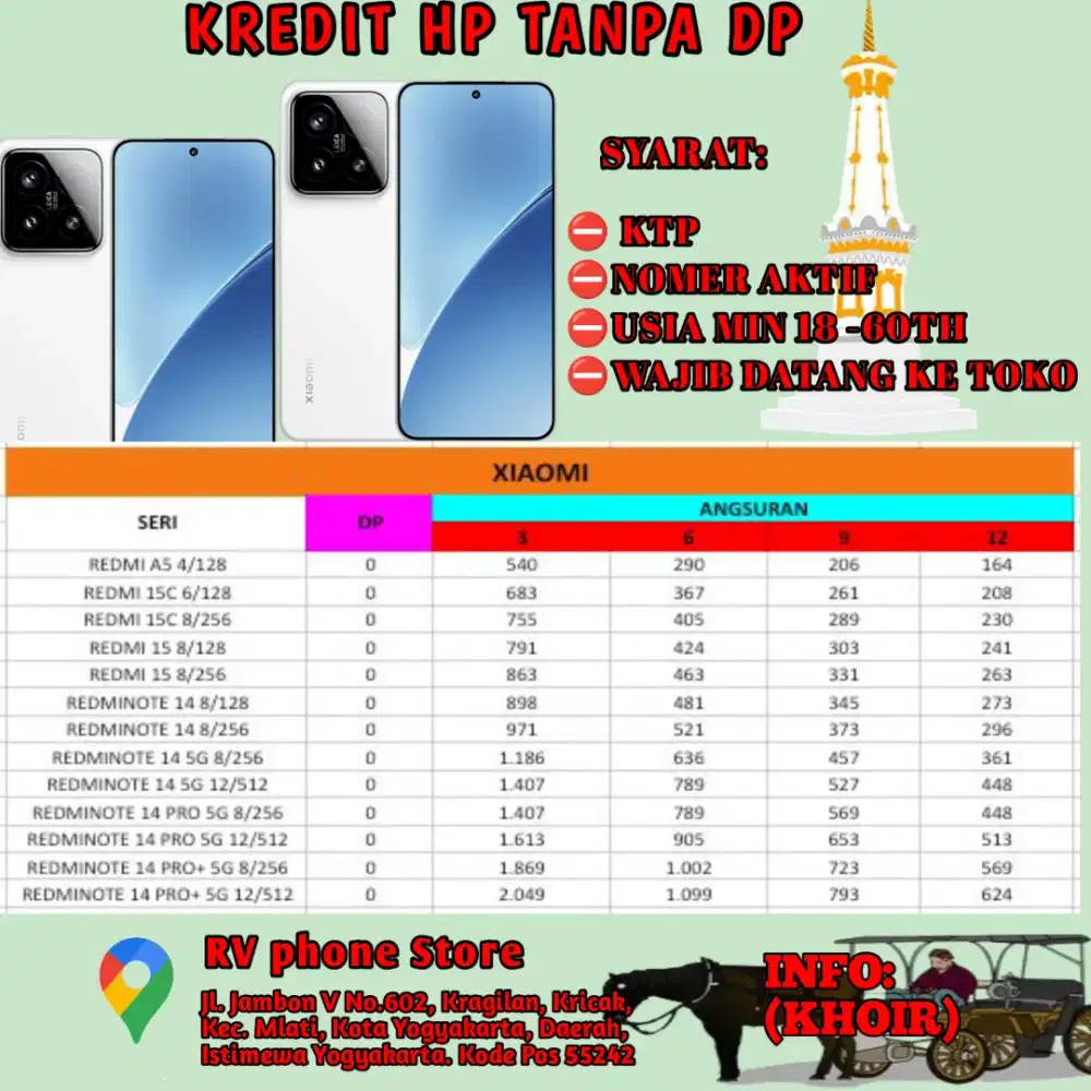 Kredit hp Xiaomi tanpa DP