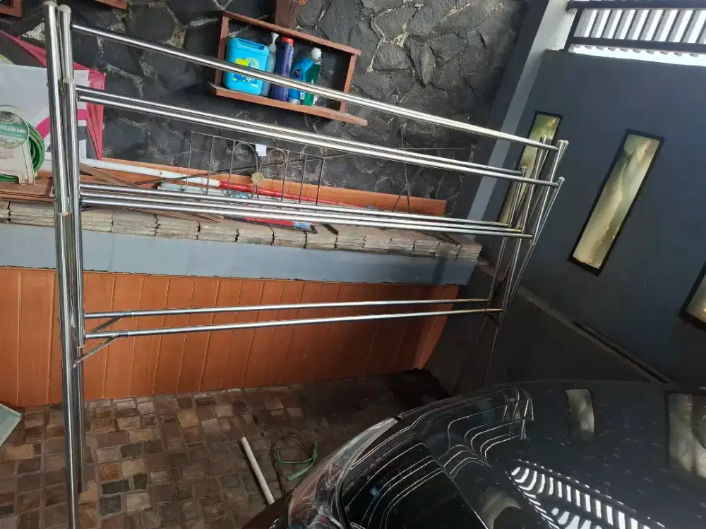 Jemuran baju bahan stainless steel, kokoh kodisi apa adanya