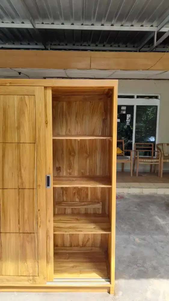 lemari jati double slide