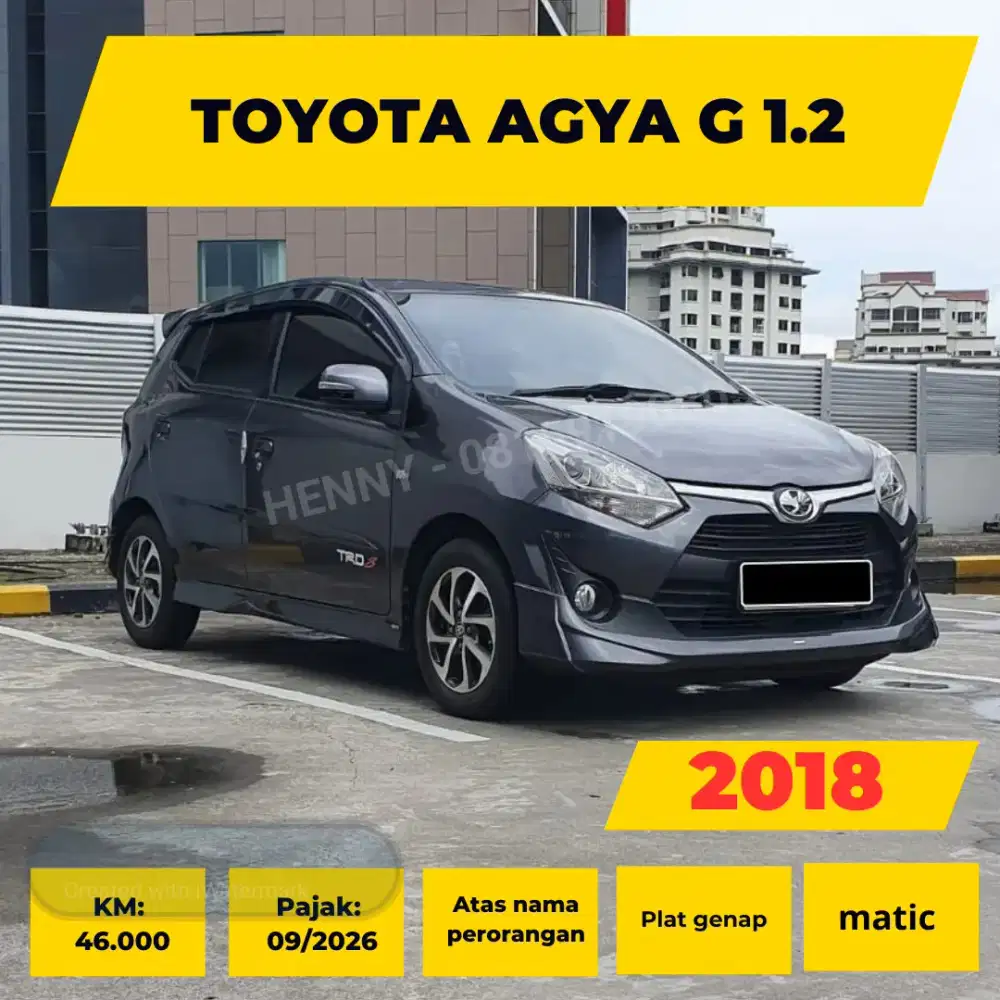 Agya G 1.2 matic tahun 2018 km:36rb record