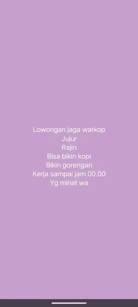 Lowongan Menjaga warkop