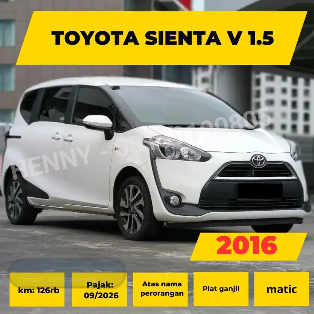 Sienta V 1.5 matic tahun 2016 warna putih
