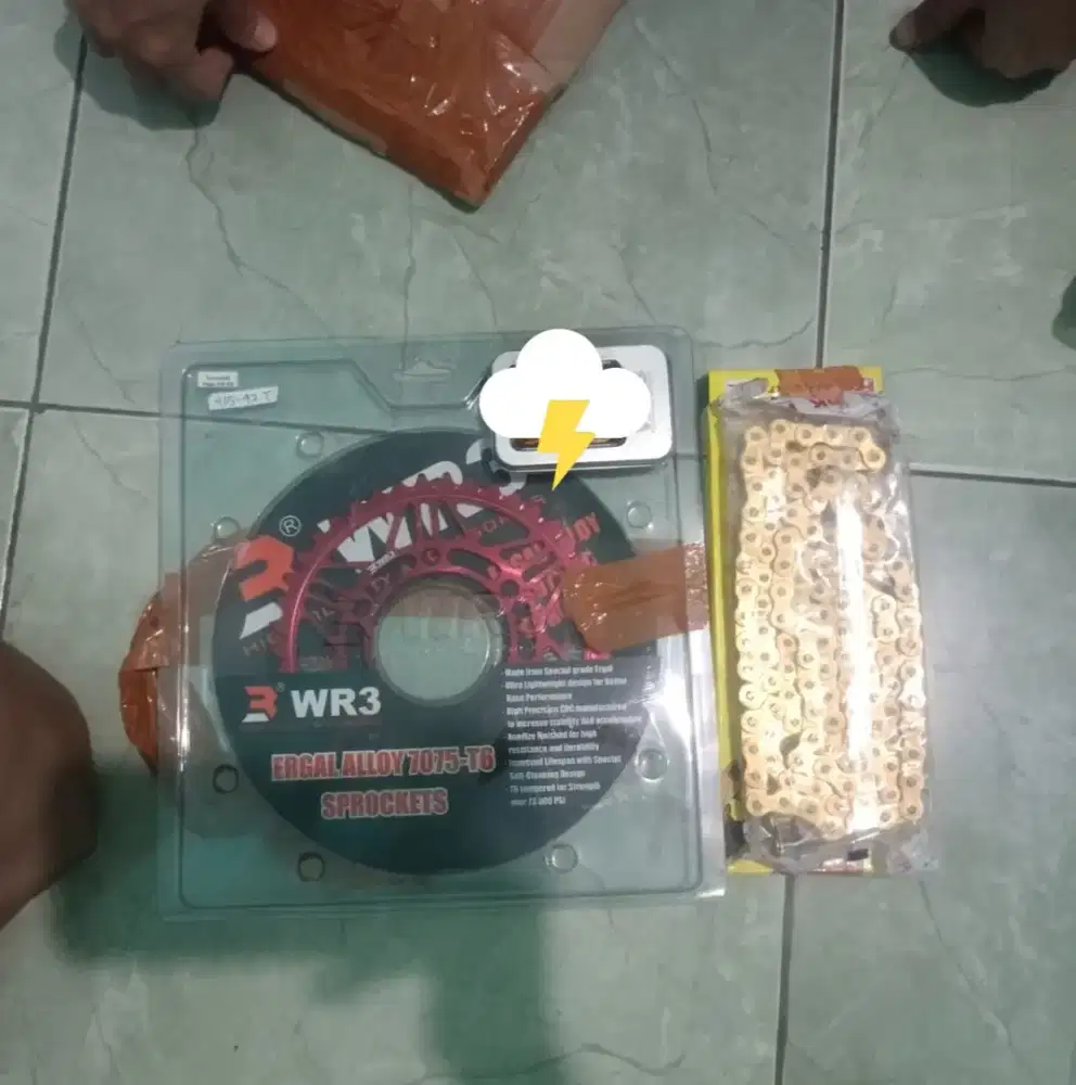 1 set Gear belakang wr3 415 rante rk chain hslt 415