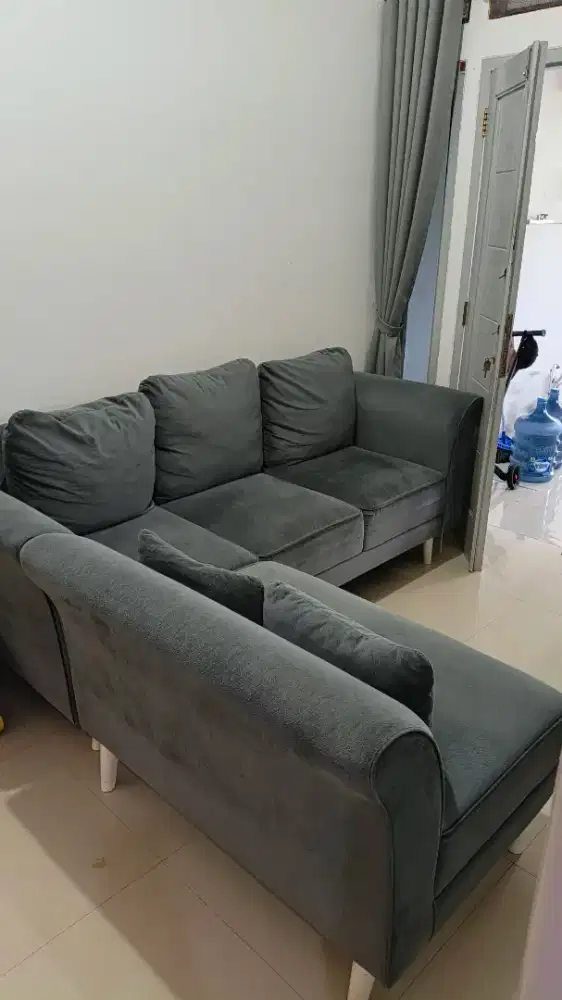 Jual Sofa L warna abu abu