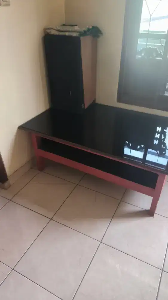 Meja kayu kaca 60x110