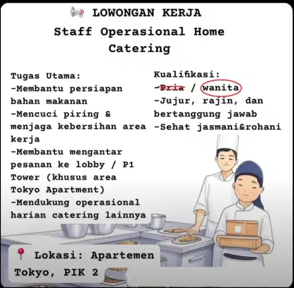Lowongan Kerja - Staff Operasional Home Catering