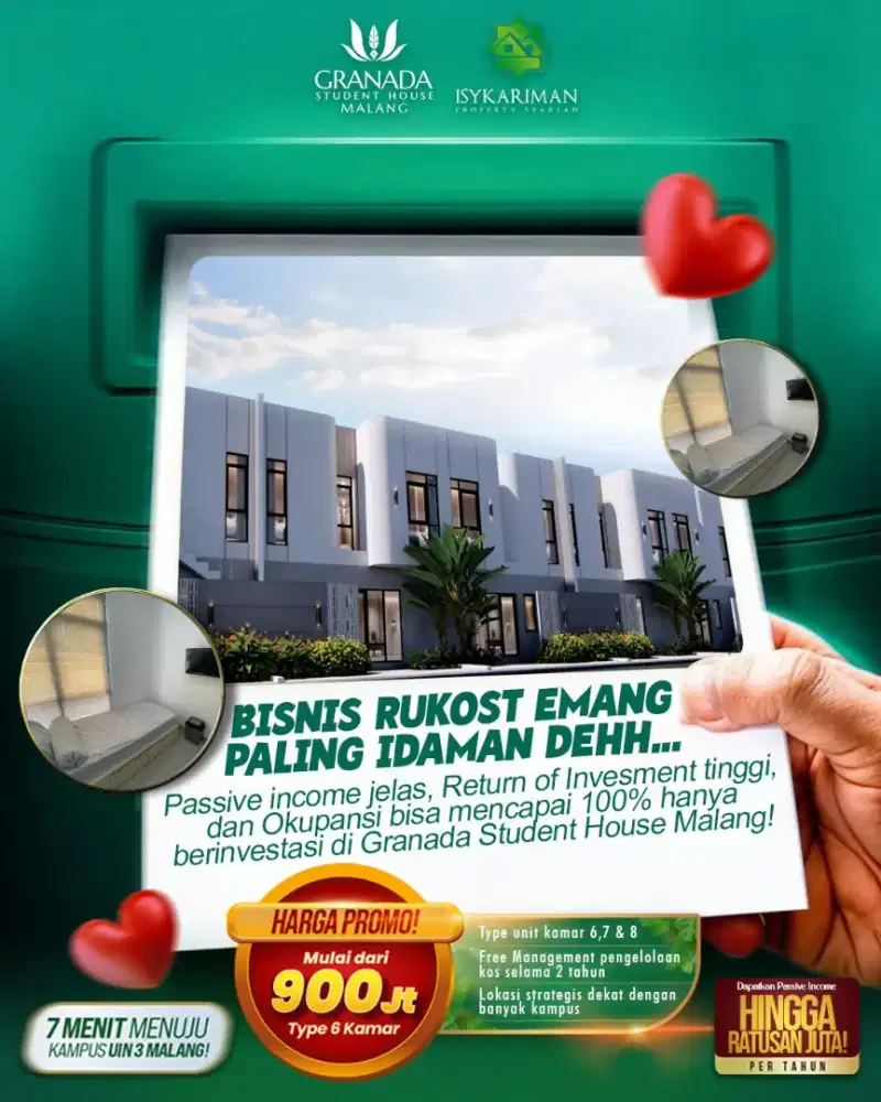 Dijual rumah kost murh pendapatan wah dekat uin umm unisma dinoyo