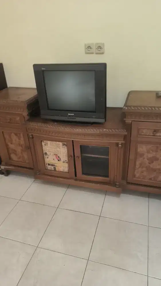 Meja tv kabinet 180x60 jati kayu