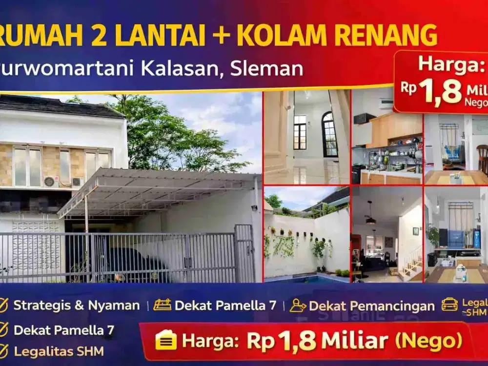 Rumah 2 Lantai + Kolam Renang – Purwomartani Kalasan Sleman