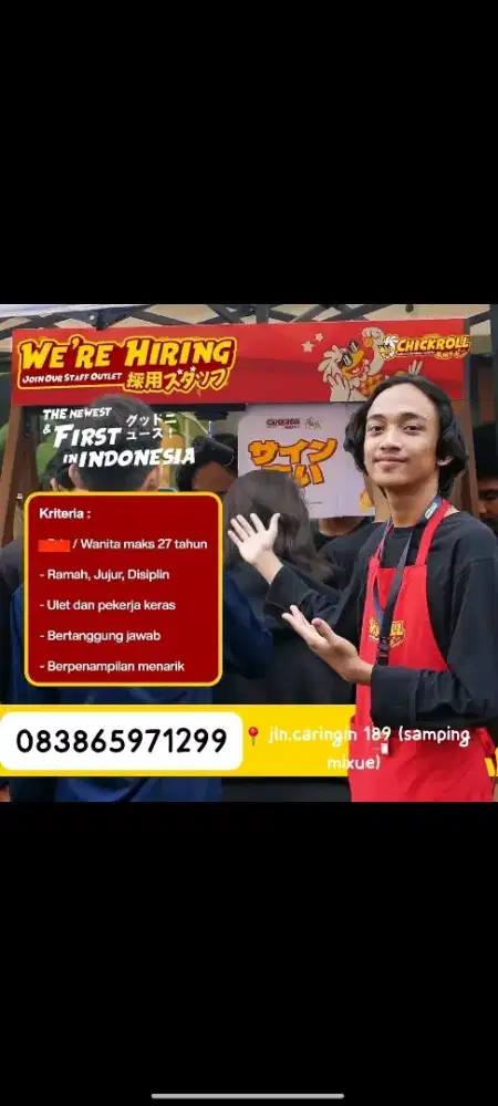 Diutamakan domisili dekat dengat outlet d jln caringin babakan ciparay