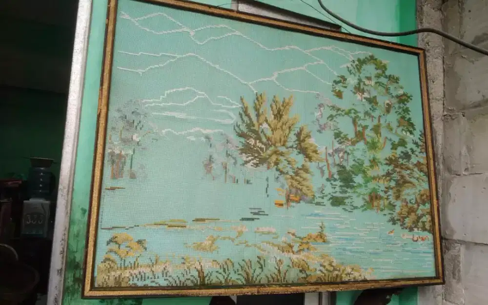 Jual pajangan dinding sulaman benang lebar1 meter lokasi cilebut bogor