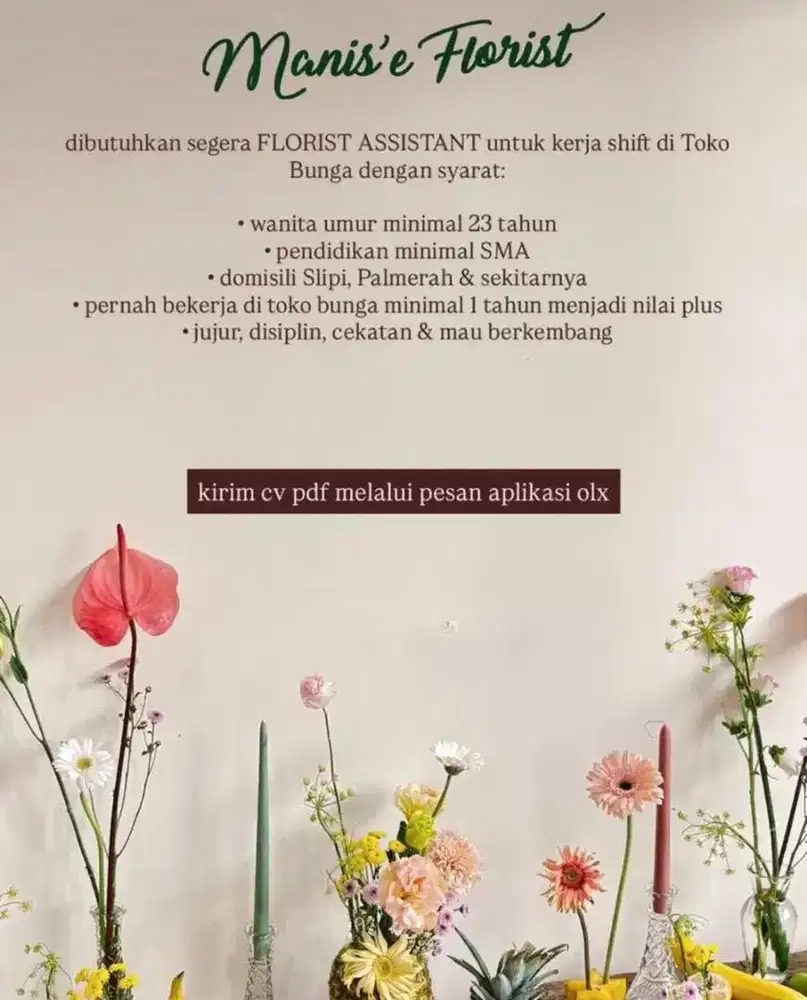 Lowongan Kerja Shift Toko Bunga