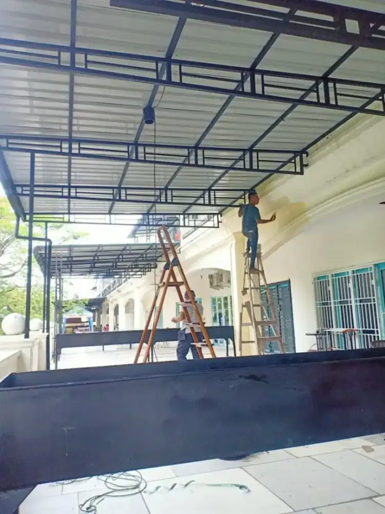 Kanopi sepandek pasir rangka besi holo galvanis