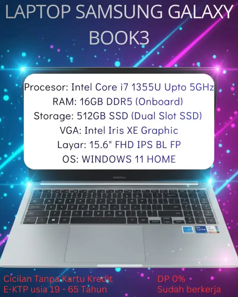 Cicilan Murah Laptop SAMSUNG GALAXY BOOK3 i7 16gb/512gb