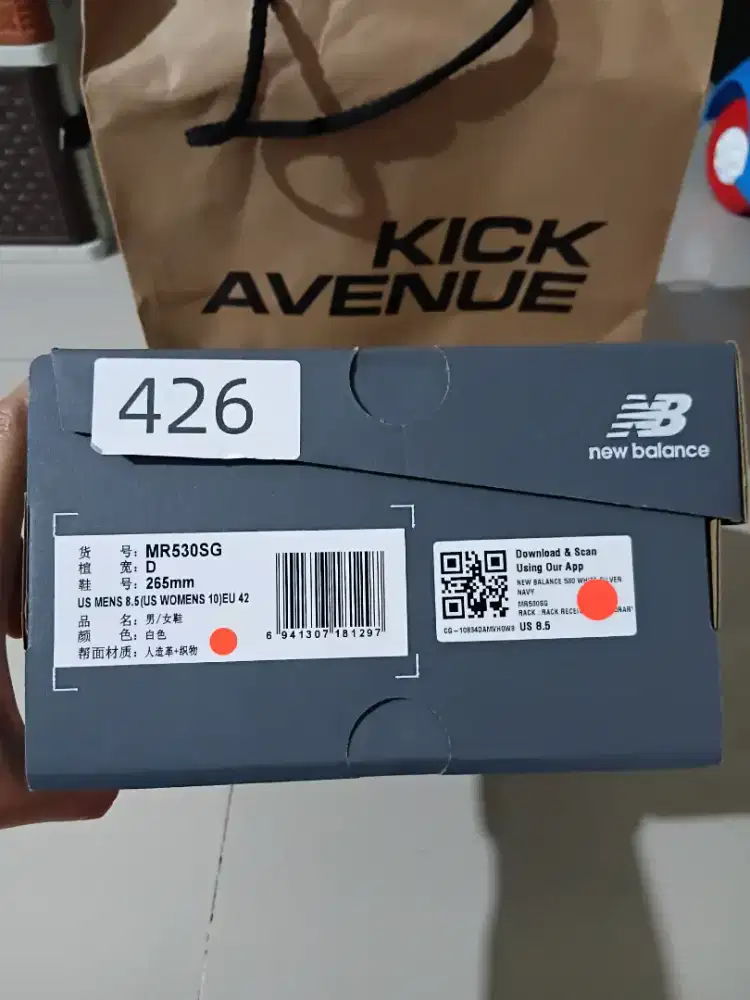 New balance 530 white silver navy ukuran 42
