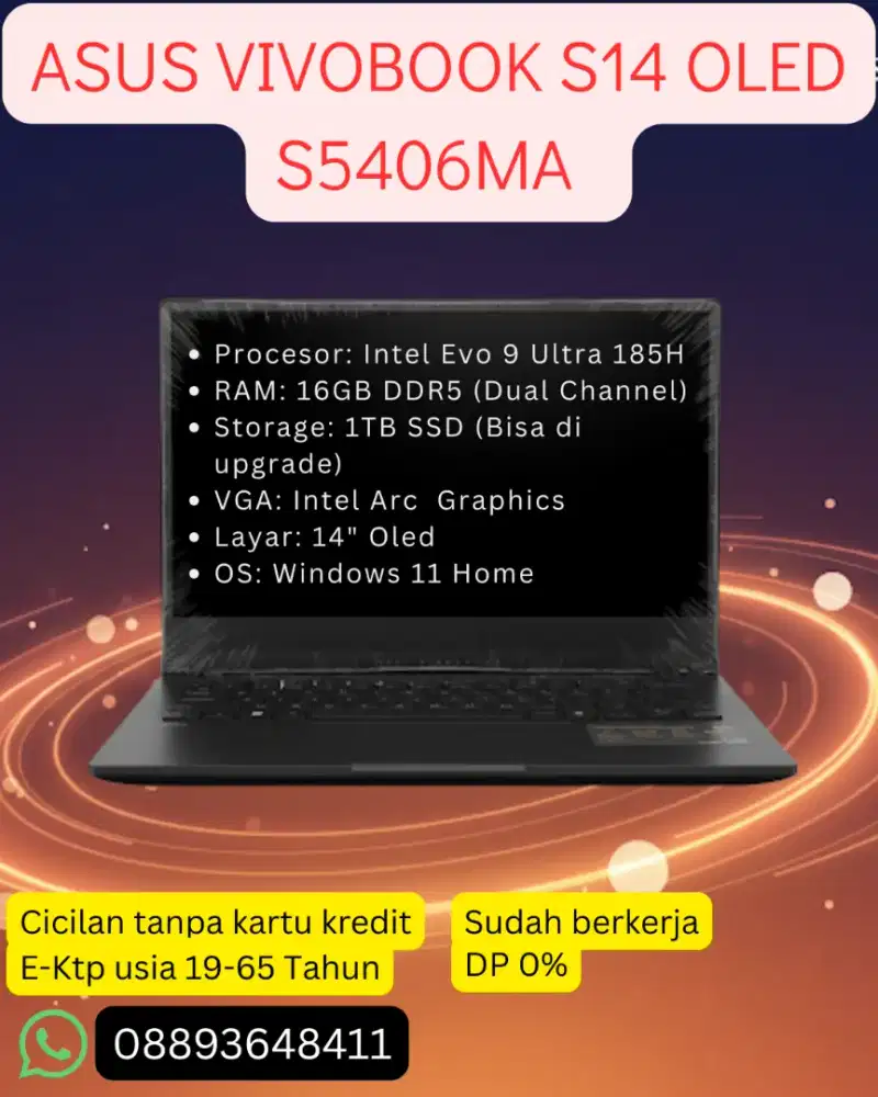 Cicilan Murah Laptop ASUS VIVOBOOK S14 OLED  S5406MA 16gb/1tb