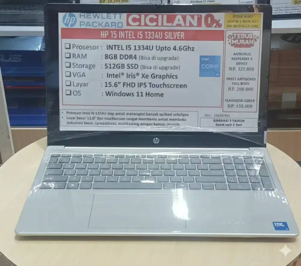 Cicilan Murah Laptop HP 15 INTEL i5 1334U SILVER