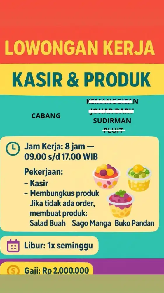 Lowongan Kasir sekaligus produk