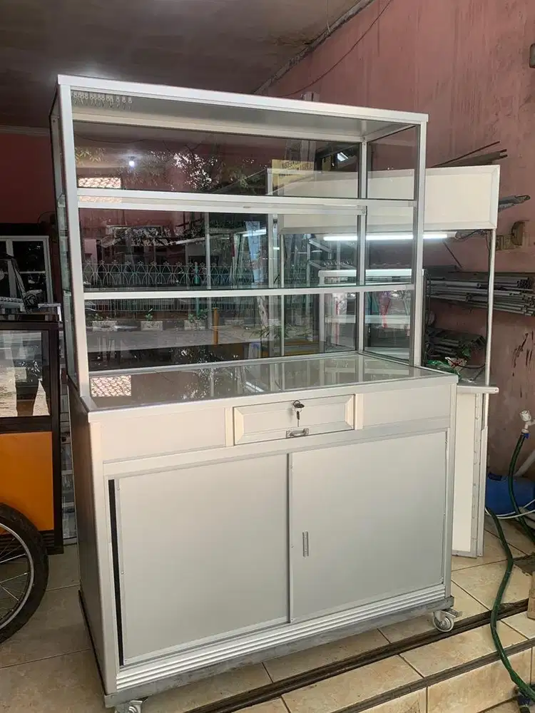 Etalase gerobak alumunium nasi padang