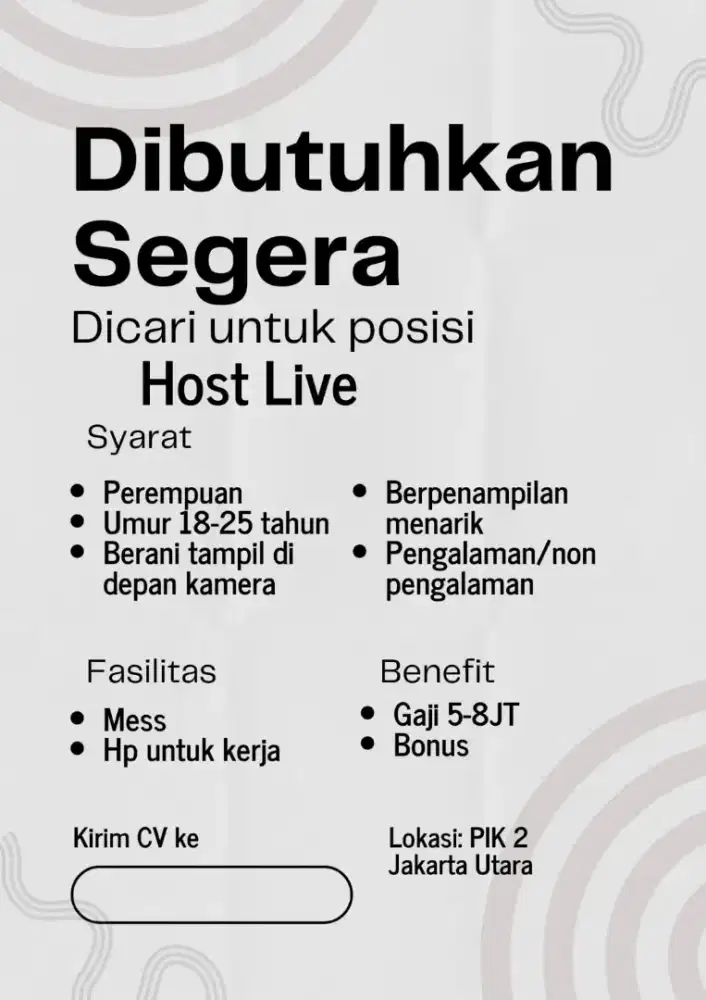 LOWONGAN HOST LIVE ENTERTAINMENT