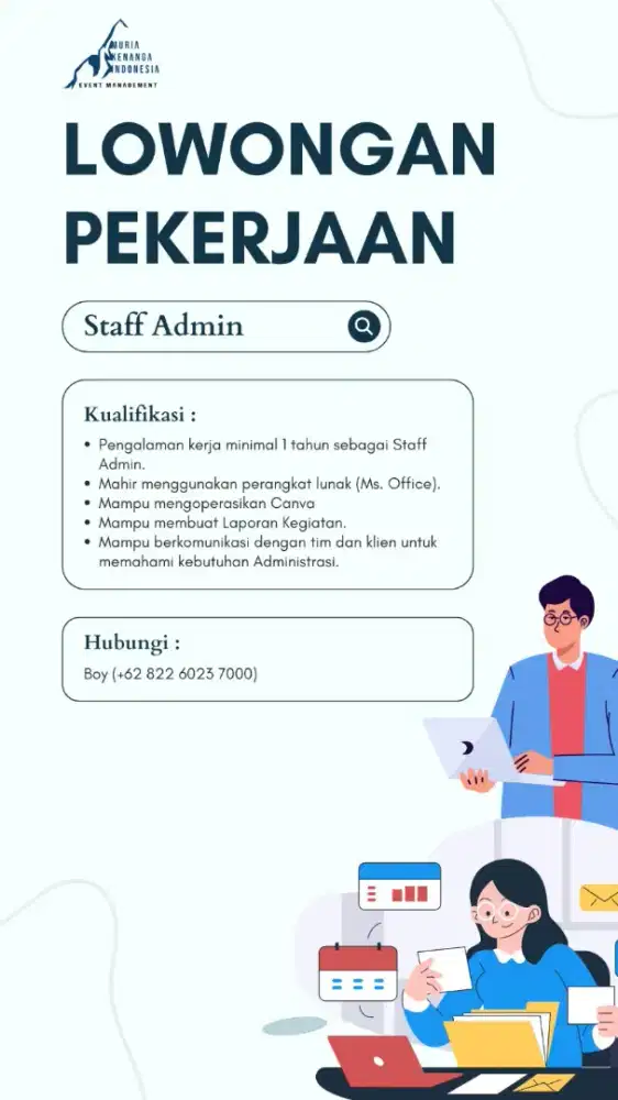 Dibutuhkan admin even organiser