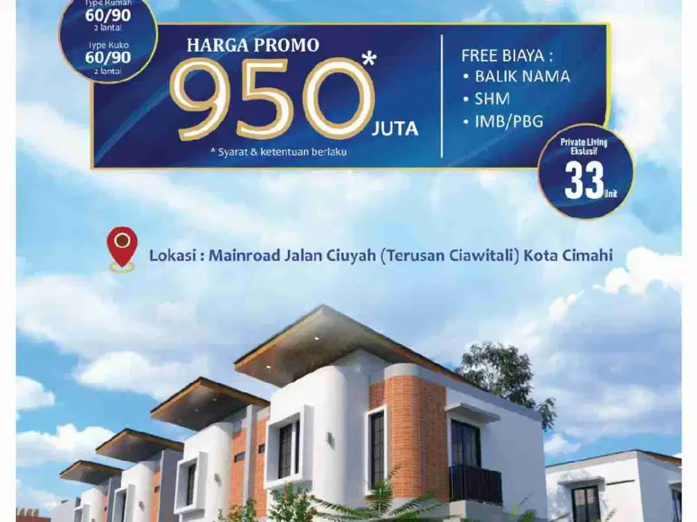 rumah estetik keren murah strategis di cimahi dekat pemkot