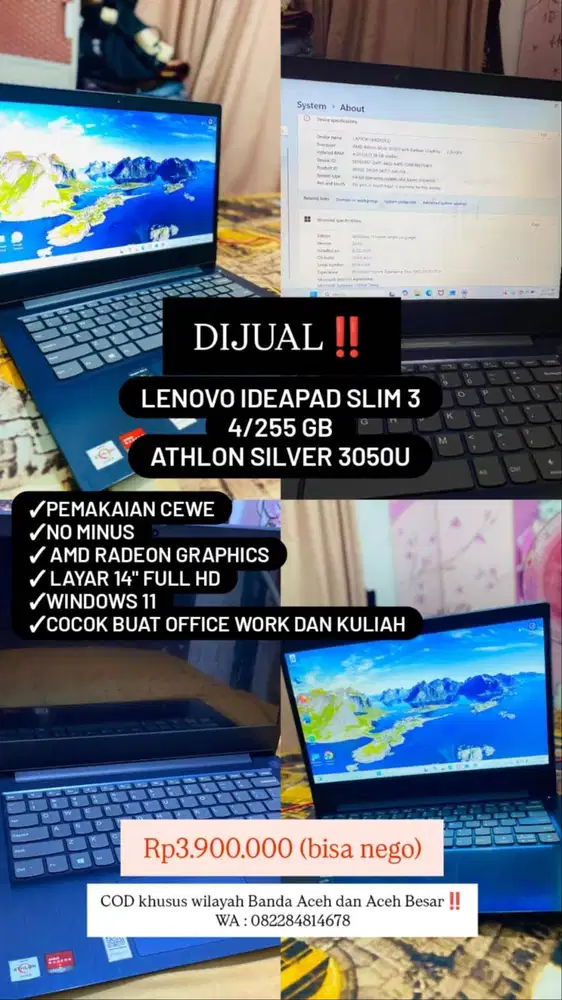 Lenovo Ideapad Slim 3 4/256 GB Athlon Silver