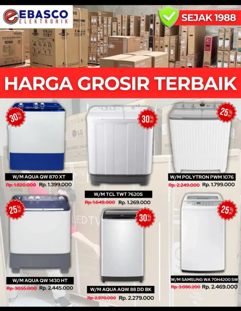 Kredit Mesin cuci Aqua,Polytron,samsung