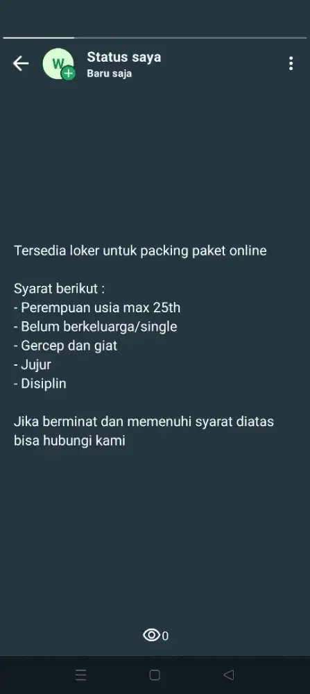Di buka Loker packing online khusus cewe saja