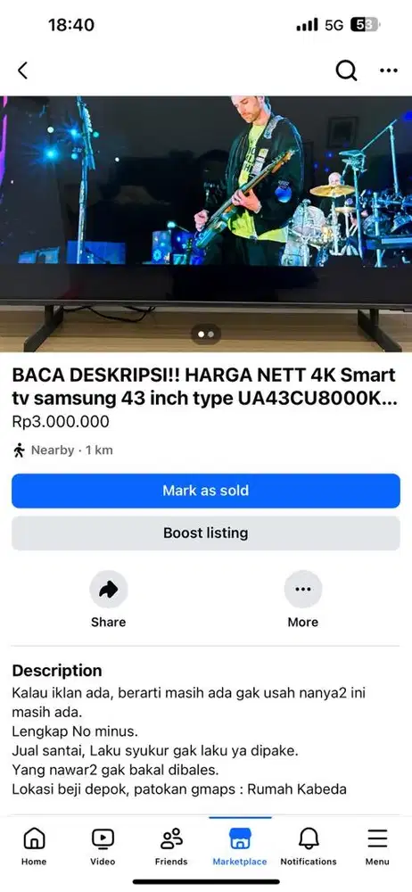 TV samsung 4K UA43CU8000