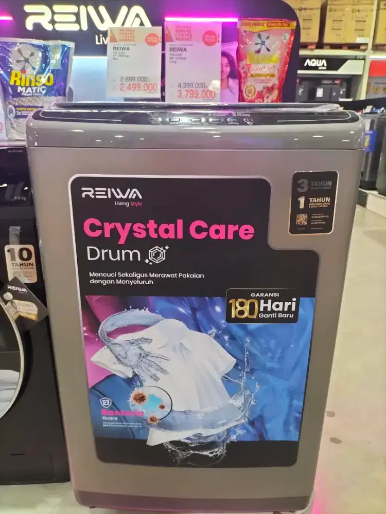 Promo reiwa top loading Wt-0802cgr 8kg bisa dicicil pake KTP aja