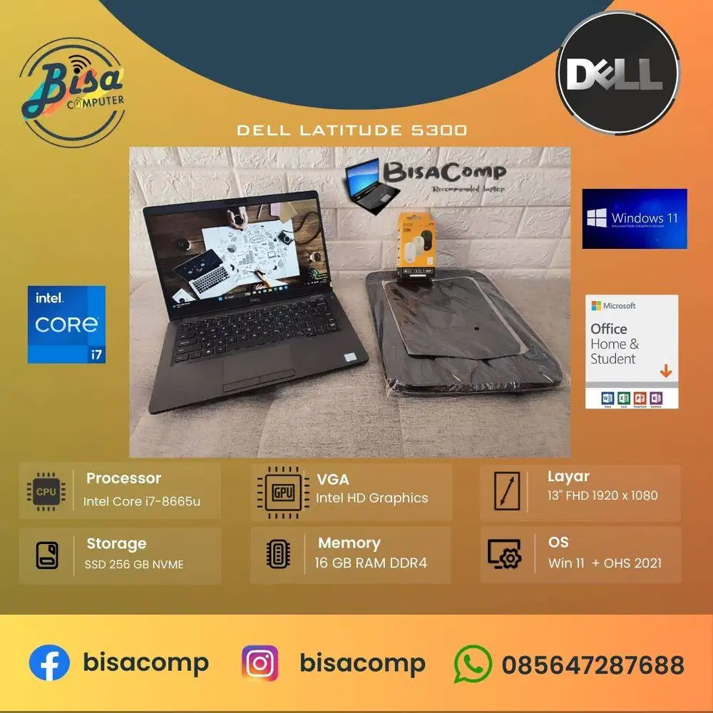 Dell Latitude 5300 Core i7 8th Gen SSD 256gb Ram 16gb 13inchFHD BL KB