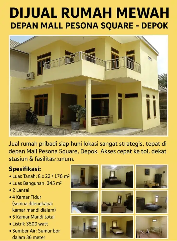 RUMAH DIJUAL CEPAT SEBRANG PESONA SQUARE DEPOK