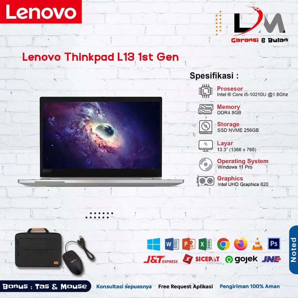 Lenovo Thinkpad L13 i5 Gen 10 Ram 8GB SSD 256GB 13 Win 11 Bergaransi